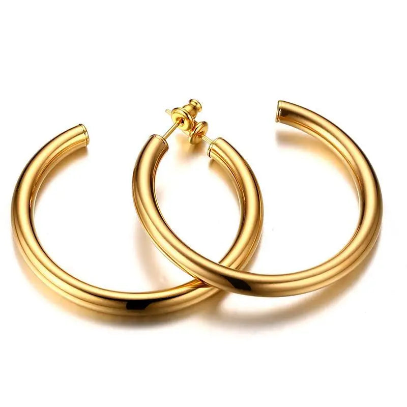 Dainty Twisted Stianless Steel Hoop Earrings for Women, Gold Color Plating Circle Round Ear Clip Accessory Mother's Day gift