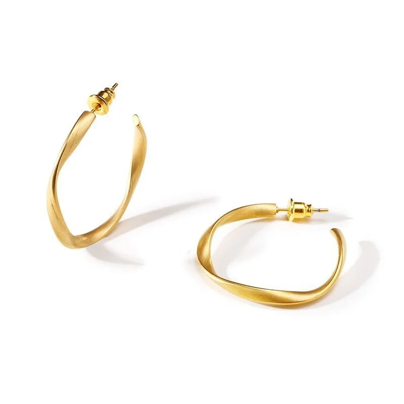 Dainty Twisted Stianless Steel Hoop Earrings for Women, Gold Color Plating Circle Round Ear Clip Accessory Mother's Day gift