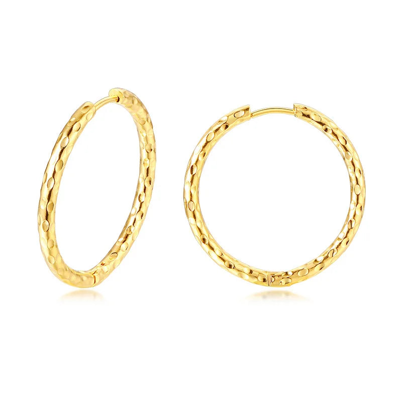 Dainty Twisted Stianless Steel Hoop Earrings for Women, Gold Color Plating Circle Round Ear Clip Accessory Mother's Day gift