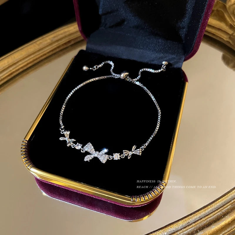 Korean Women's Elegant Rhinestone Bracelet New Fashion Exquisite Zircon Pearl Bracelet 2023 Fashion Leisure Party Jewelry Gifts