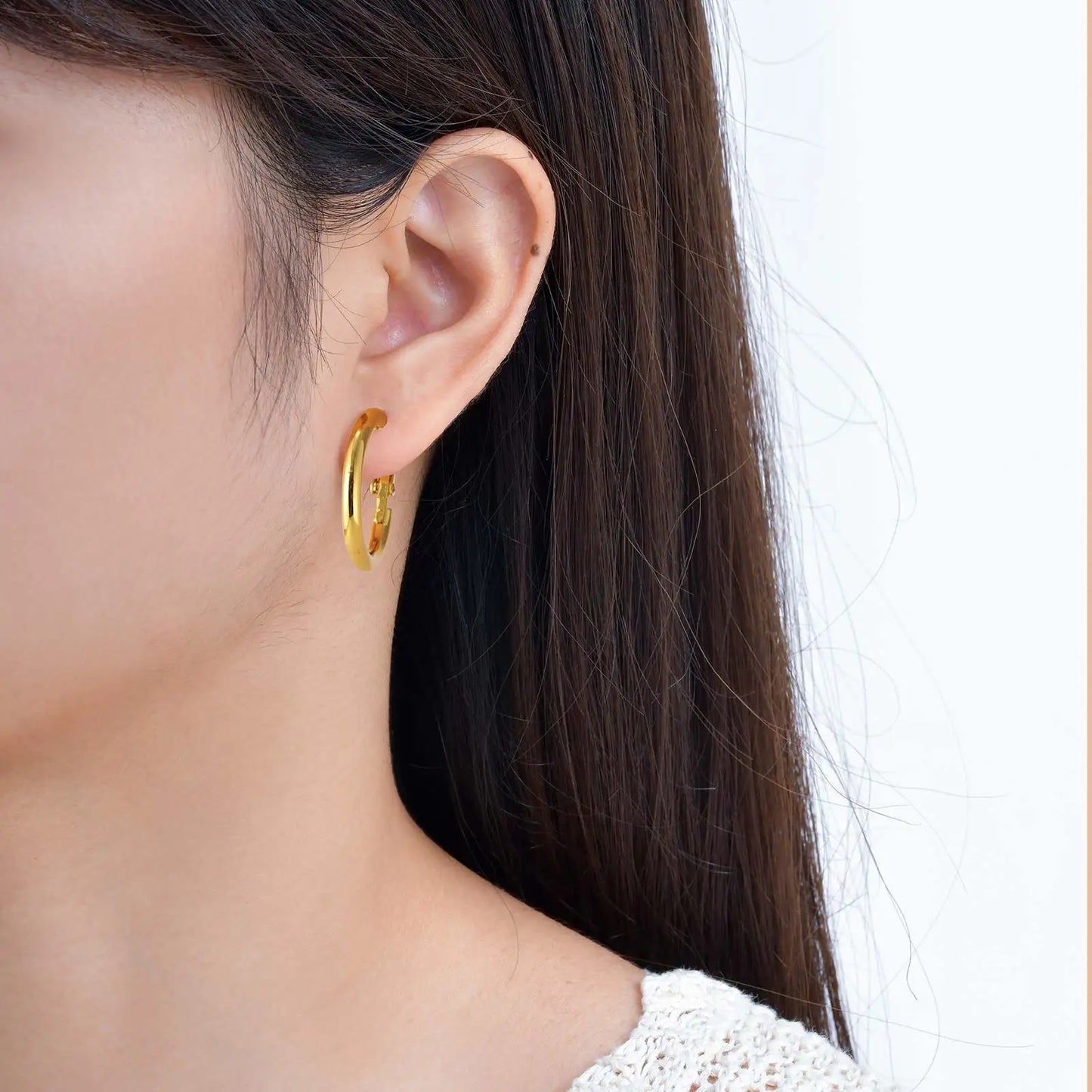 3pic Set Stainless Steel Round Earrings for Women Girls,Gold Color Waterproof Hoop Earrings,Minimalist Jewelry Gift