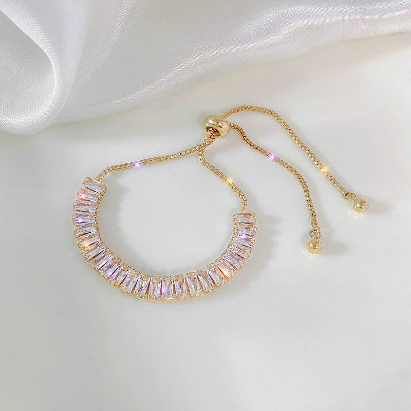 New Fully Inlaid Rhinestone Adjustable Gold Plated Shiny Women's Bracelet Fashion Droplet Shape Zircon Bracelet Jewelry Gift