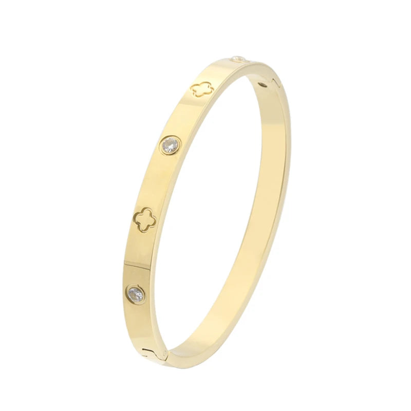 Classic Fashion Hollow out Roman numerals Titanium Zircon Bracelet Women's New Luxury Wedding Jewelry Party Birthday Gift