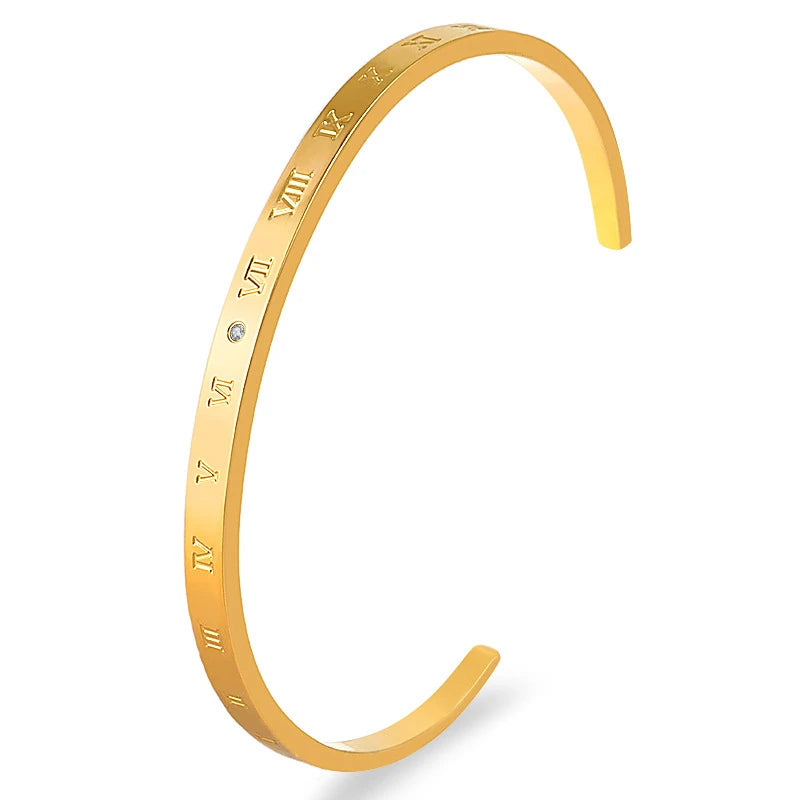Classic Fashion Hollow out Roman numerals Titanium Zircon Bracelet Women's New Luxury Wedding Jewelry Party Birthday Gift