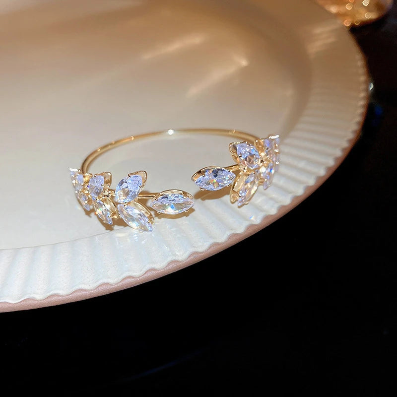 Fashion Silver Color Zircon Square Opening Women's Bracelet 2023 New Minimalist Design Metal Bracelet Wedding Birthday Gift