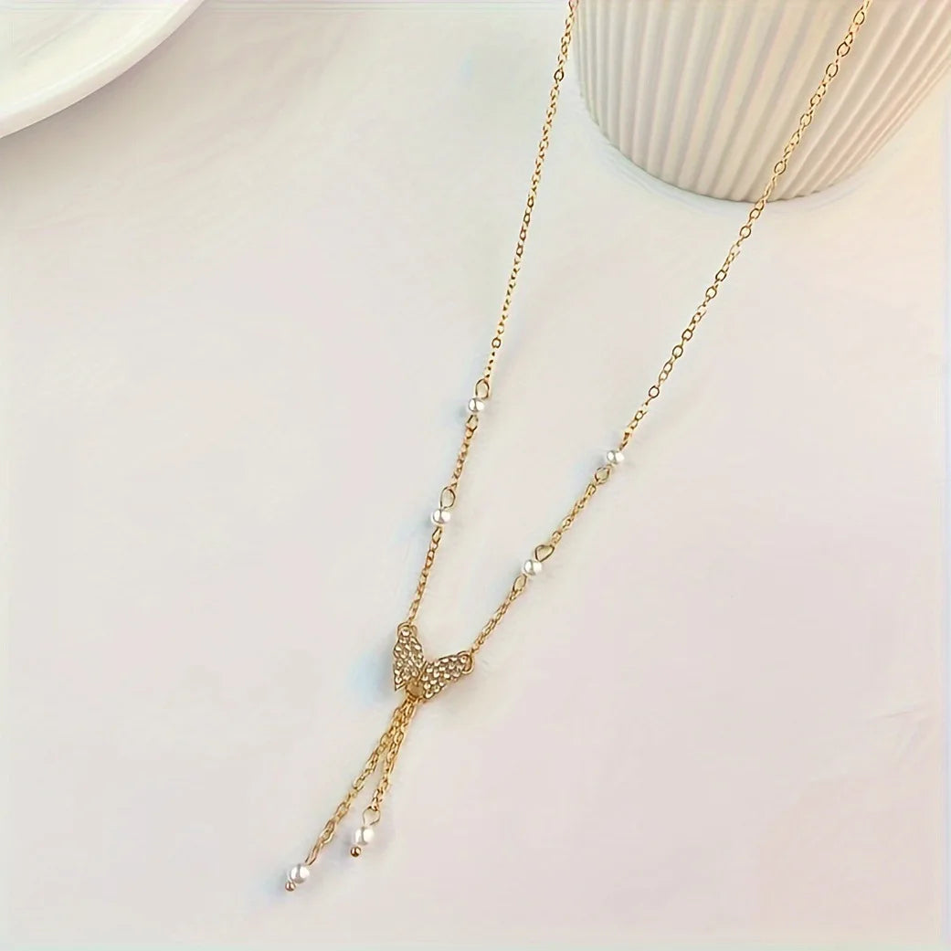 Butterfly Tassel Pendant Necklace