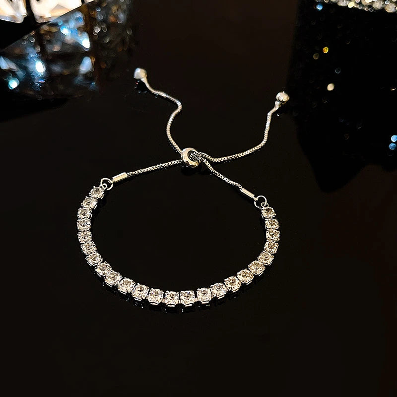 New Fully Inlaid Rhinestone Adjustable Gold Plated Shiny Women's Bracelet Fashion Droplet Shape Zircon Bracelet Jewelry Gift