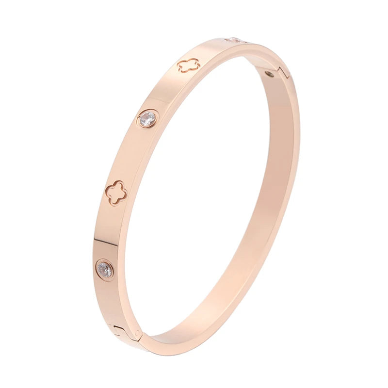 Classic Fashion Hollow out Roman numerals Titanium Zircon Bracelet Women's New Luxury Wedding Jewelry Party Birthday Gift