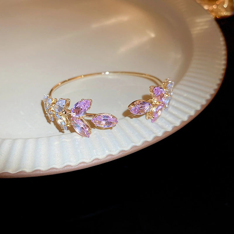 Fashion Silver Color Zircon Square Opening Women's Bracelet 2023 New Minimalist Design Metal Bracelet Wedding Birthday Gift