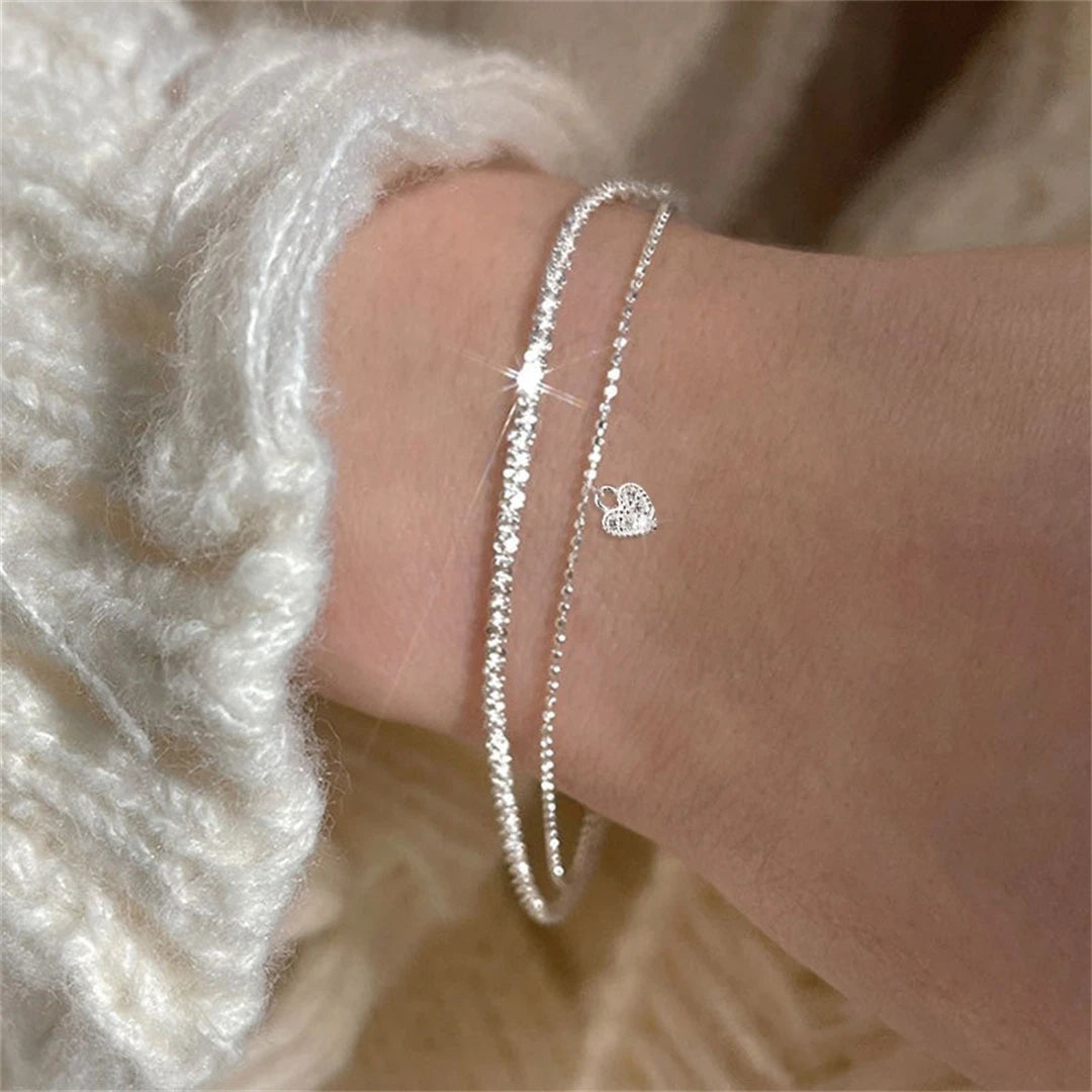Fashion Silver Sparkling Adjustable Women's Bracelet Elegant Gypsophila Exquisite Bracelet New Wedding Party Jewelry Gift