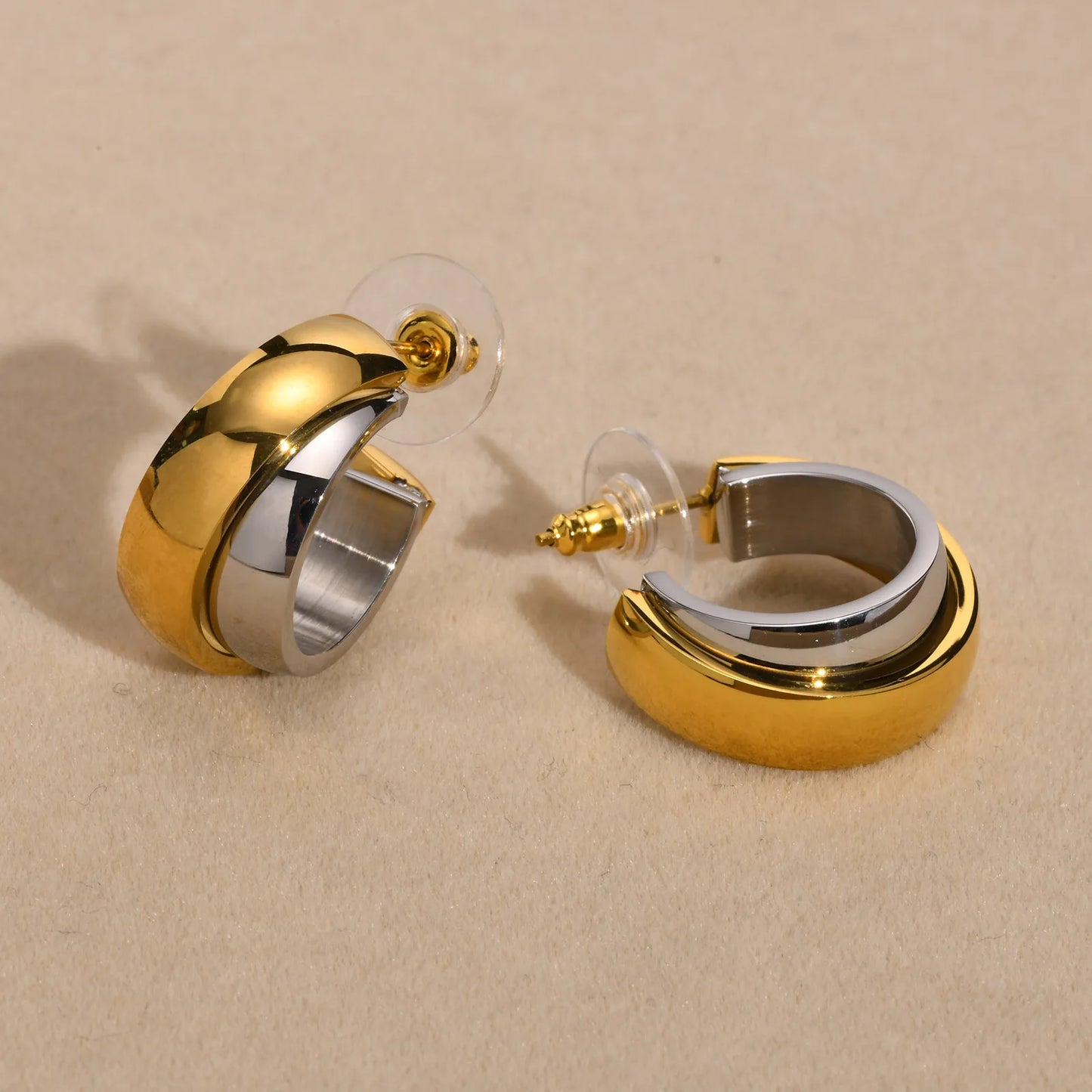 Chic Minimalist C Shaped Hoop Earrings For Women Mom Girls, 2023 New Dainty Stainless Steel Chains Stud Earring Charm Jewelry