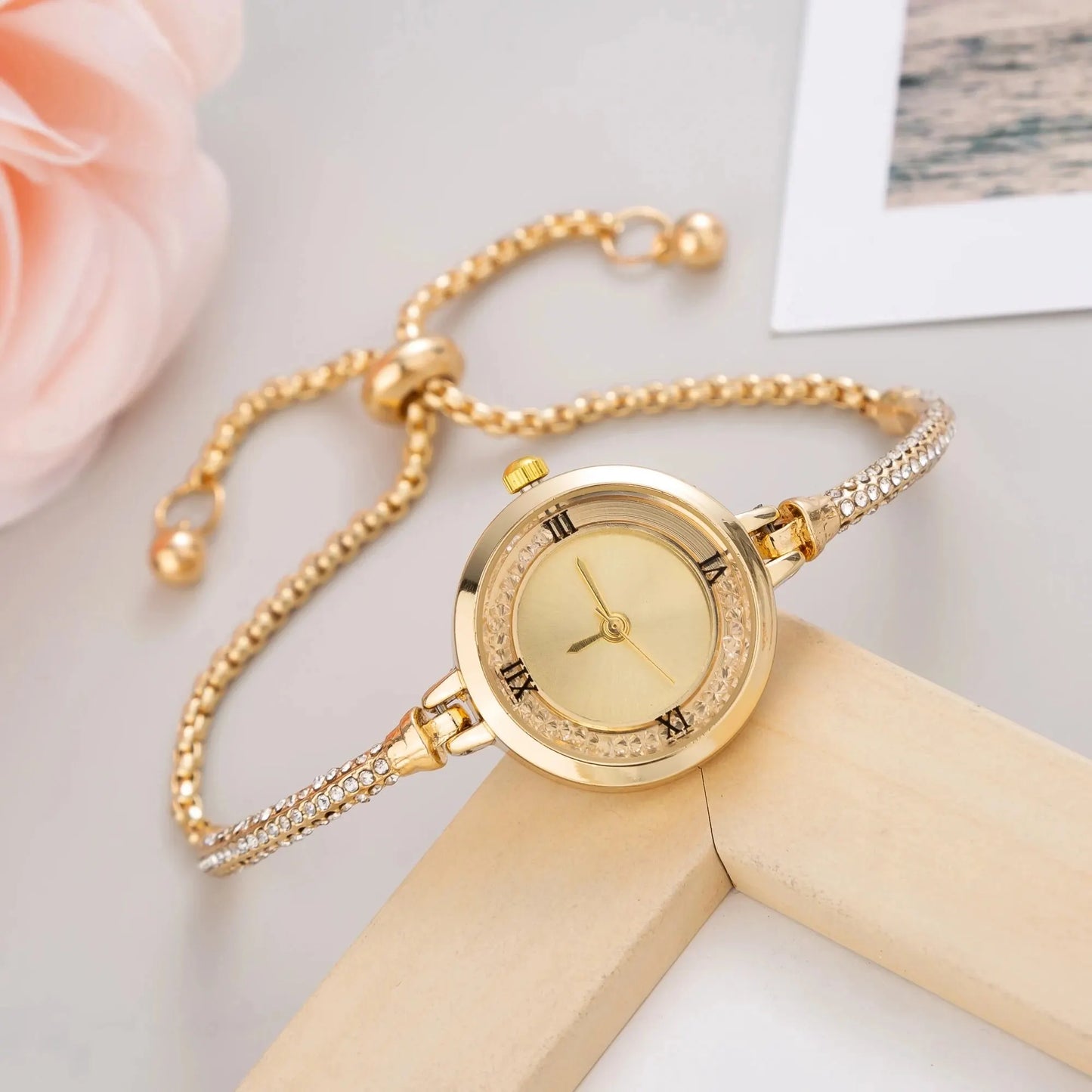 Womens Gold Bracelet Wristwatch