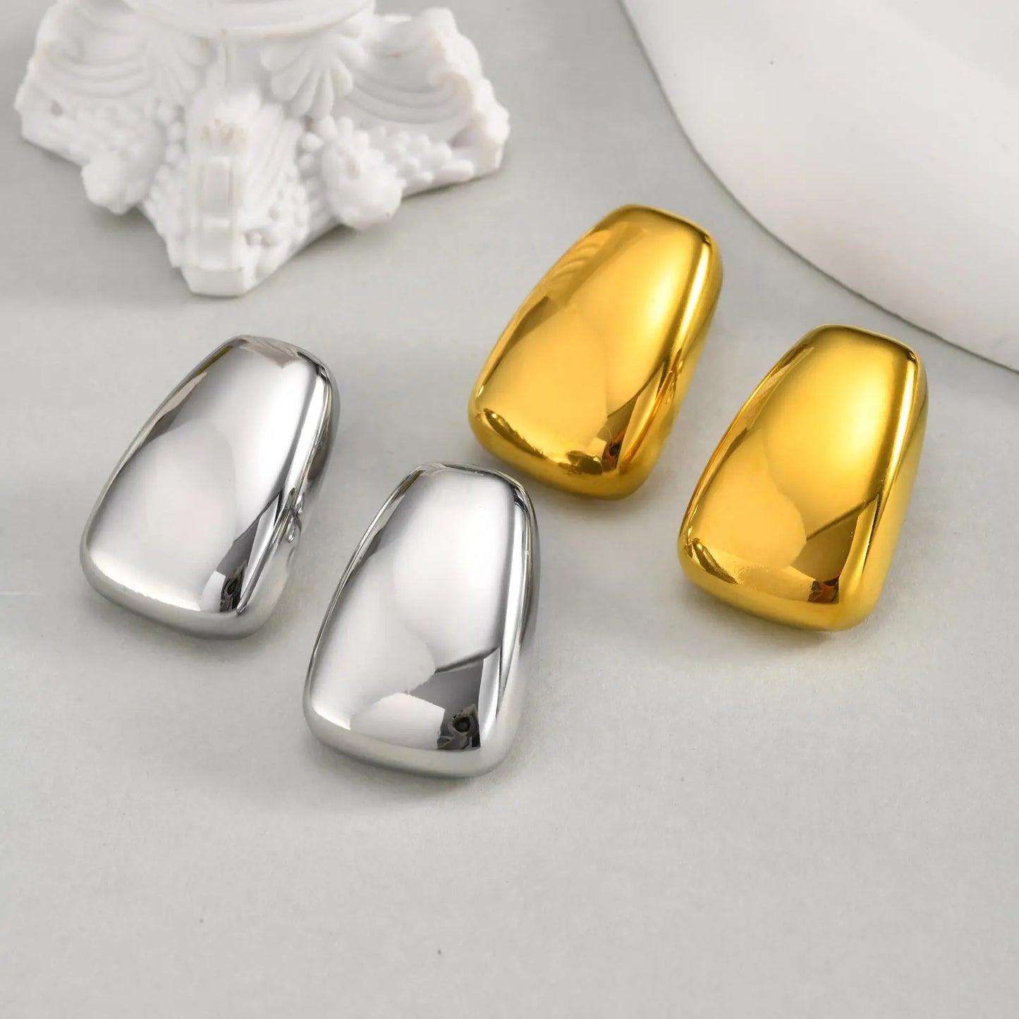 High Quality Geometric Stud Earrings for Women,Stainless Steel Smooth Square Earrings,Fashion Jewelry Mother's Day Gift