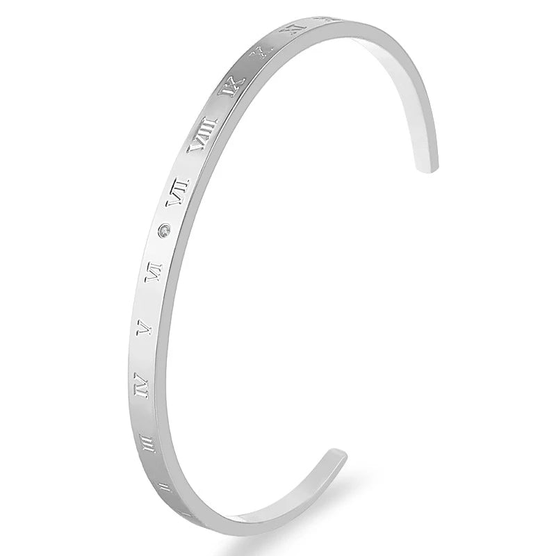 Classic Fashion Hollow out Roman numerals Titanium Zircon Bracelet Women's New Luxury Wedding Jewelry Party Birthday Gift