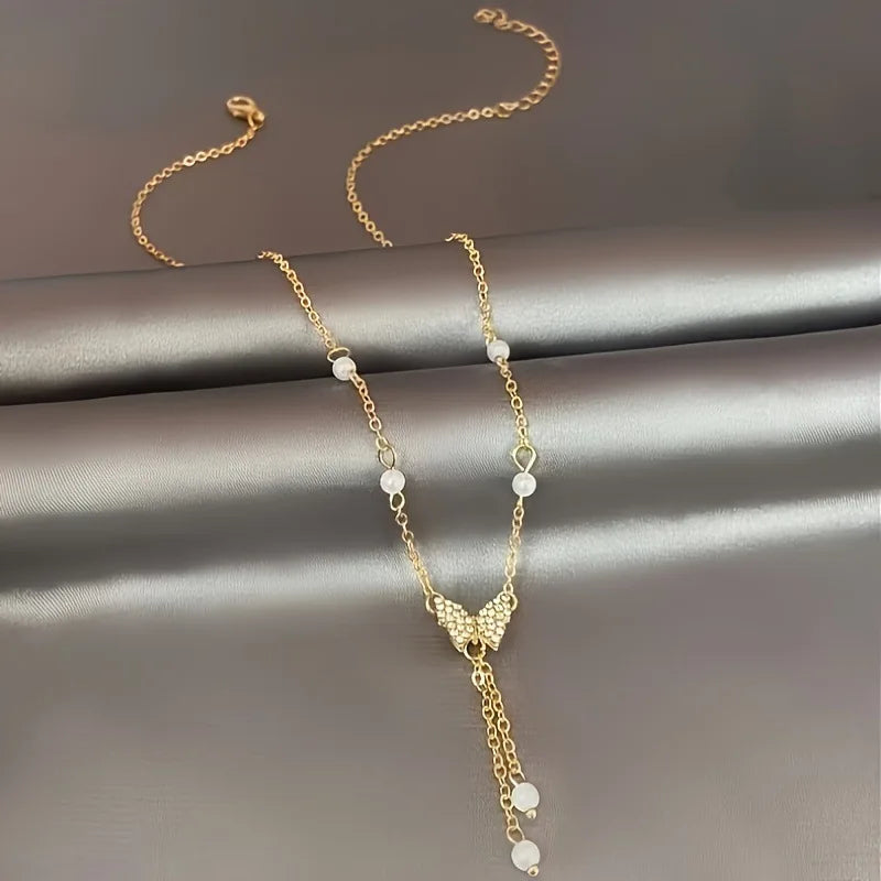 Butterfly Tassel Pendant Necklace