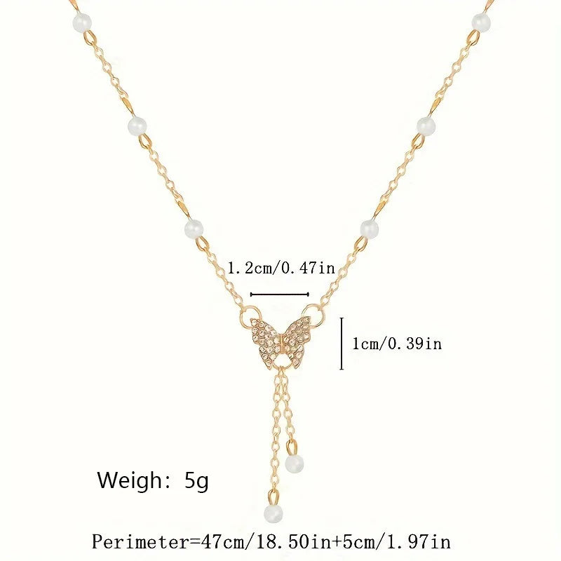 Butterfly Tassel Pendant Necklace