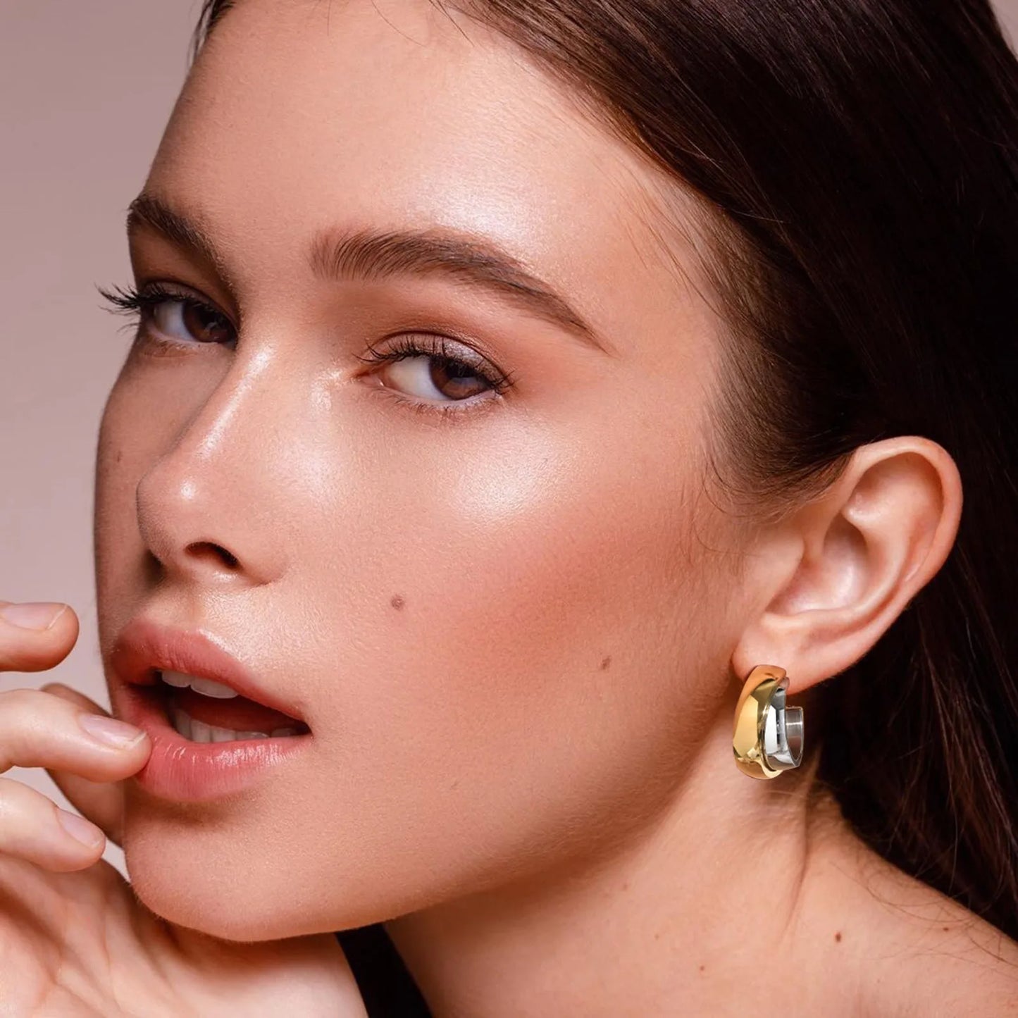 Chic Minimalist C Shaped Hoop Earrings For Women Mom Girls, 2023 New Dainty Stainless Steel Chains Stud Earring Charm Jewelry