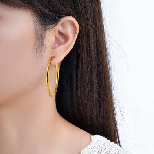 3pic Set Stainless Steel Round Earrings for Women Girls,Gold Color Waterproof Hoop Earrings,Minimalist Jewelry Gift