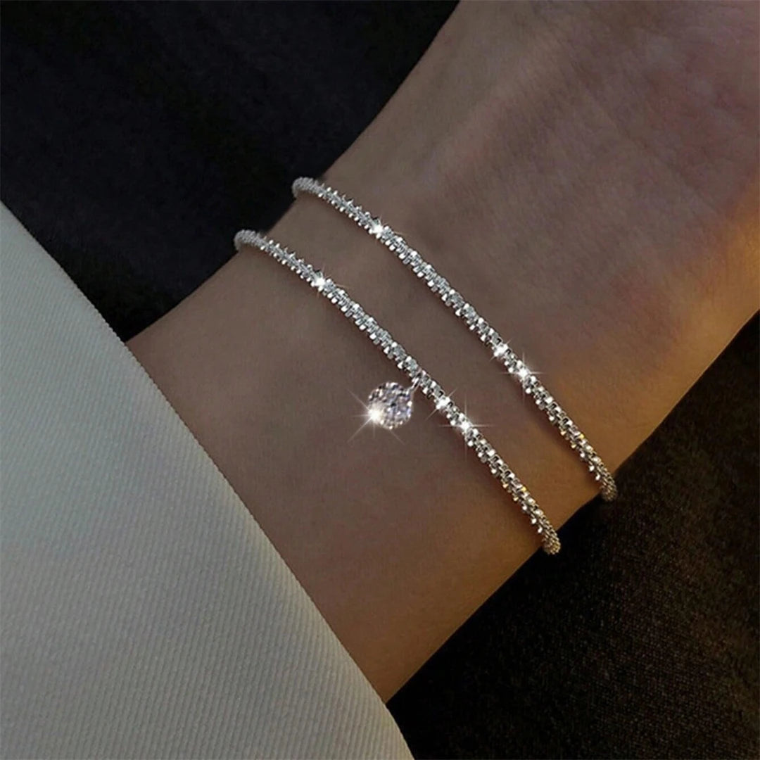 Fashion Silver Sparkling Adjustable Women's Bracelet Elegant Gypsophila Exquisite Bracelet New Wedding Party Jewelry Gift