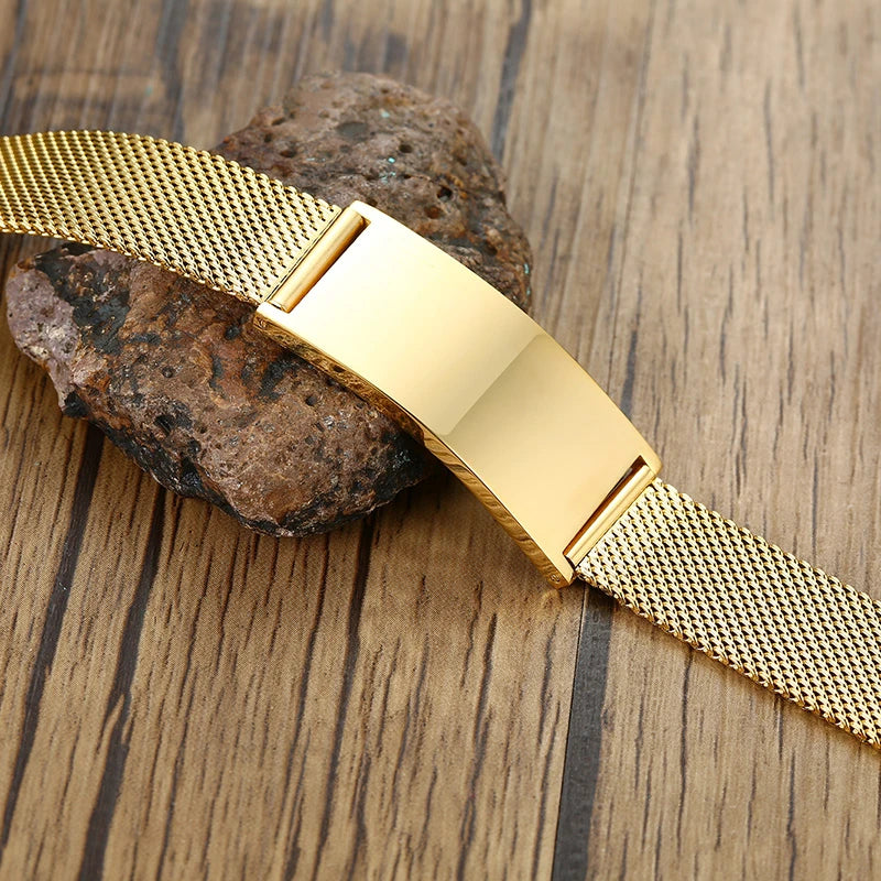 Vnox 10/16mm Adjustable Bracelets for Men Women Mesh Band Stainless Steel Metal Unisex Casual Jewelry