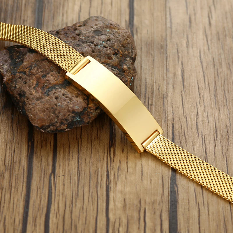 Vnox 10/16mm Adjustable Bracelets for Men Women Mesh Band Stainless Steel Metal Unisex Casual Jewelry