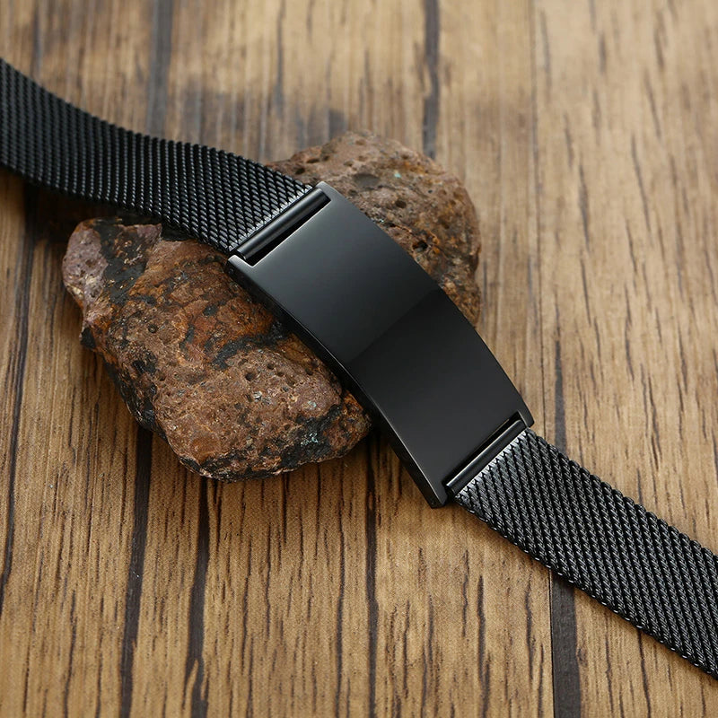 Vnox 10/16mm Adjustable Bracelets for Men Women Mesh Band Stainless Steel Metal Unisex Casual Jewelry