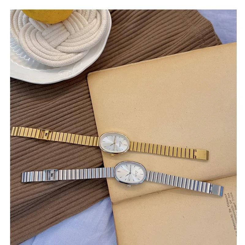 Elegant Oval Women's Watches Luxury Brand Alloy Band Dress Ladies Quartz Wristwatch Fashion Classical Woman Watch Female Clock