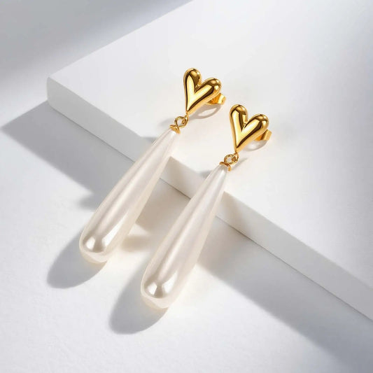Elegant Heart-shaped Water Droplet Earrings,Stainless Steel Stud Earrings for Women,Fashion Jewelry Gift