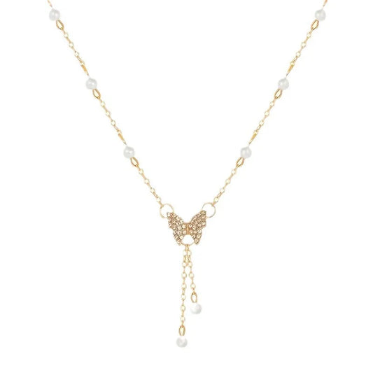 Butterfly Tassel Pendant Necklace