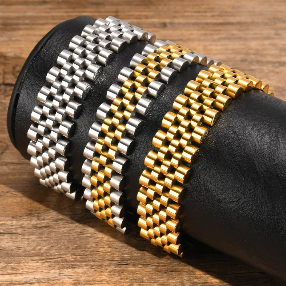 Vnox 15mm Masculine Watch Band Bracelets for Men Husband, Chunky Heavy Stainless Steel Links Wristband, Gentle Business Gift