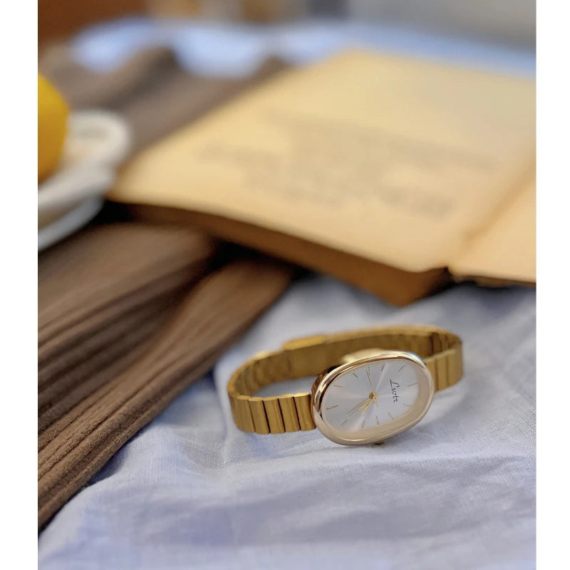 Elegant Oval Women's Watches Luxury Brand Alloy Band Dress Ladies Quartz Wristwatch Fashion Classical Woman Watch Female Clock