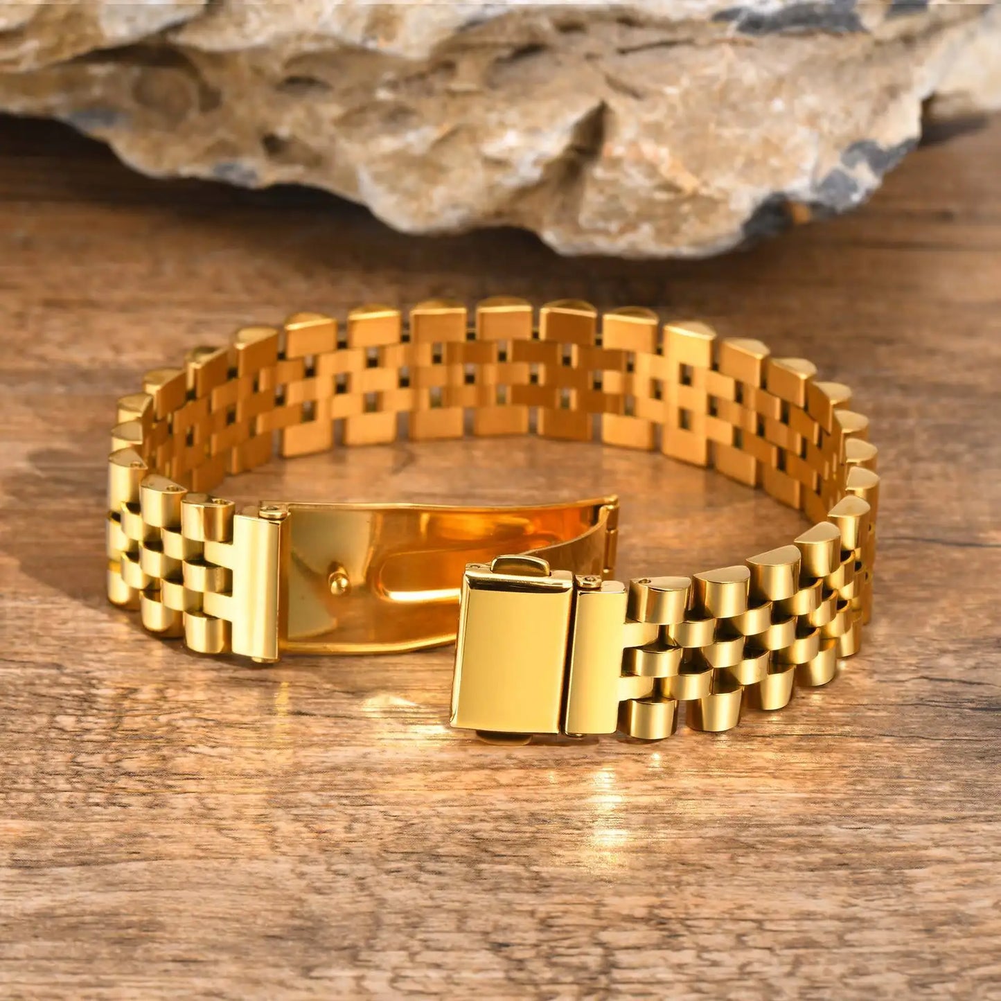 Vnox 15mm Masculine Watch Band Bracelets for Men Husband, Chunky Heavy Stainless Steel Links Wristband, Gentle Business Gift