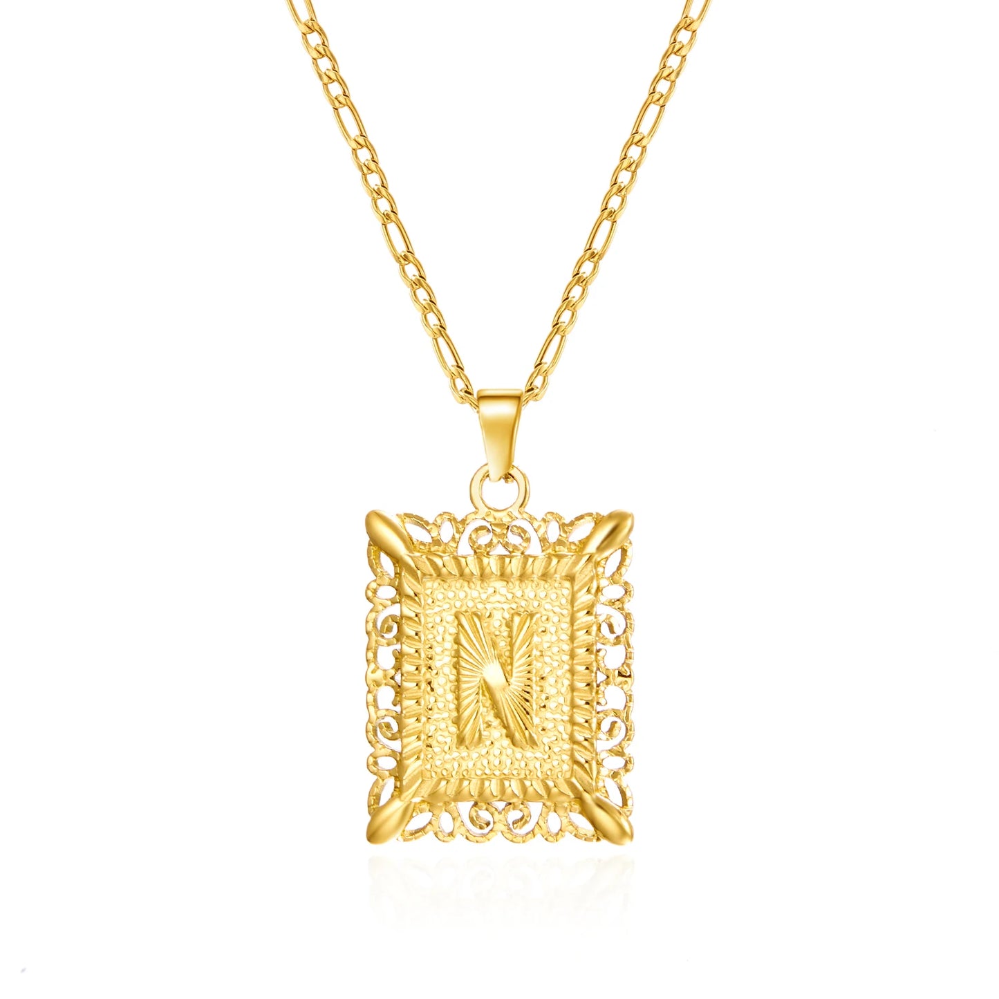 Stainless Steel Initial Letter Necklace For Women Men 2025 New Stylish Square Pendant Necklace Birthday Party Jewelry Gifts