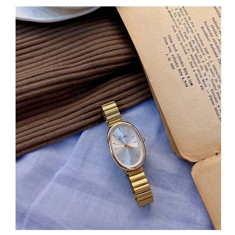 Elegant Oval Women's Watches Luxury Brand Alloy Band Dress Ladies Quartz Wristwatch Fashion Classical Woman Watch Female Clock