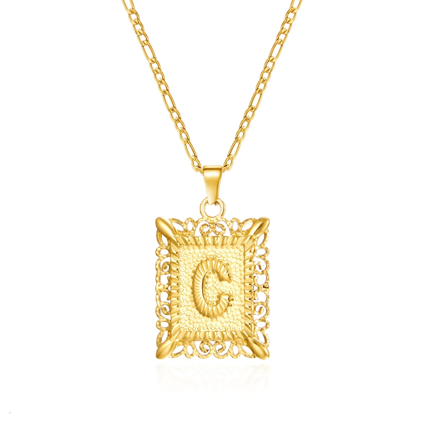 Stainless Steel Initial Letter Necklace For Women Men 2025 New Stylish Square Pendant Necklace Birthday Party Jewelry Gifts