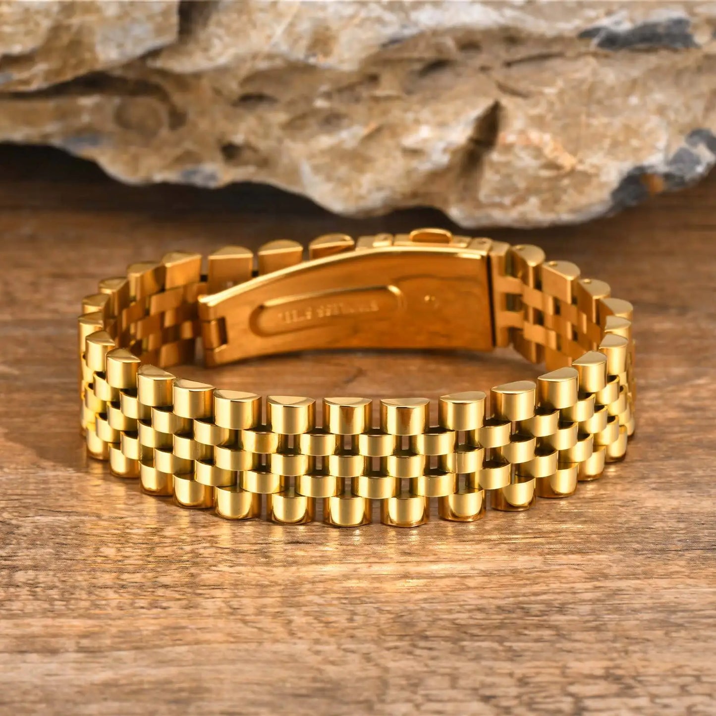 Vnox 15mm Masculine Watch Band Bracelets for Men Husband, Chunky Heavy Stainless Steel Links Wristband, Gentle Business Gift