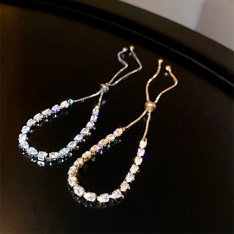 New Fully Inlaid Rhinestone Adjustable Gold Plated Shiny Women's Bracelet Fashion Droplet Shape Zircon Bracelet Jewelry Gift