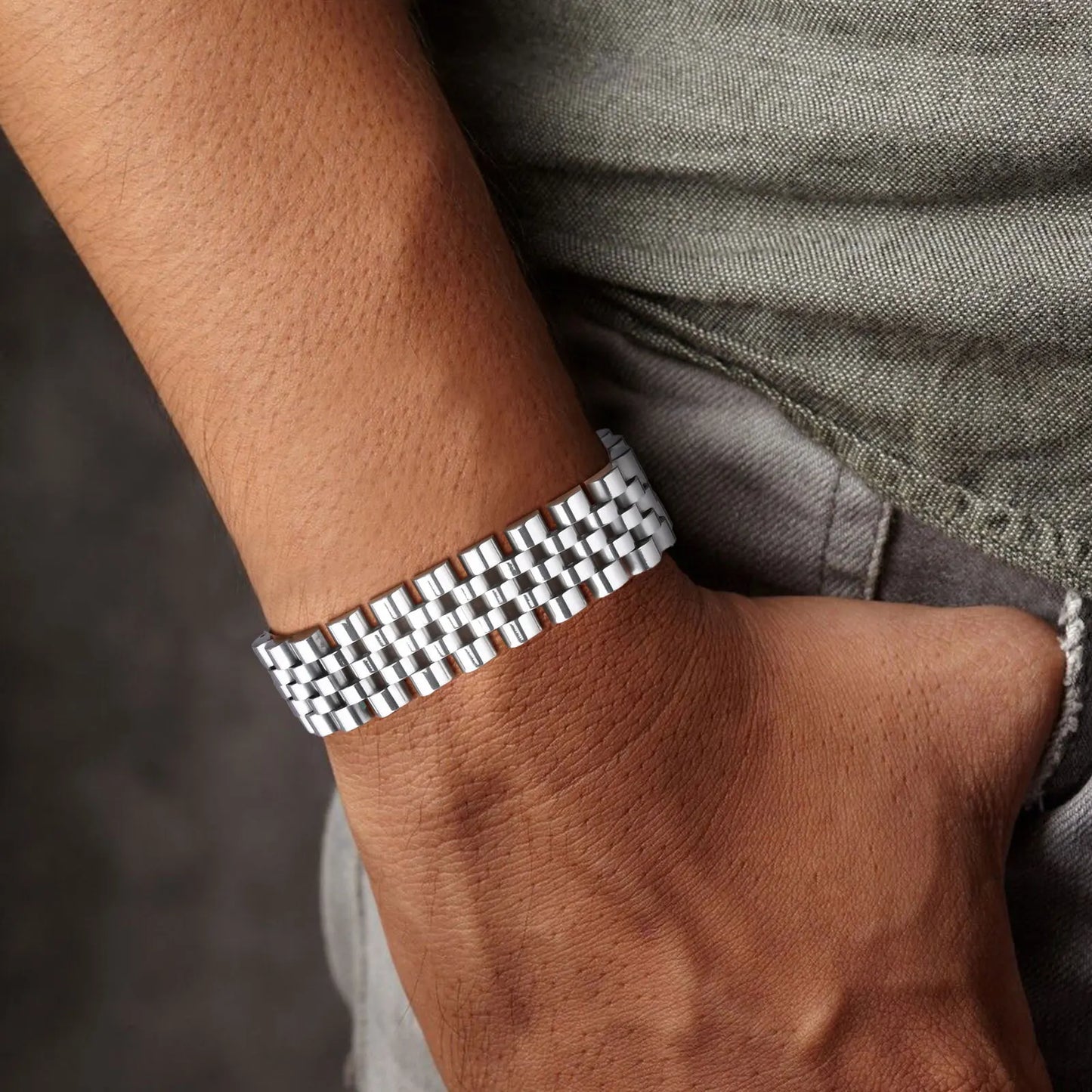 Vnox 15mm Masculine Watch Band Bracelets for Men Husband, Chunky Heavy Stainless Steel Links Wristband, Gentle Business Gift