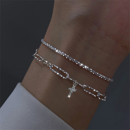 Fashion Silver Sparkling Adjustable Women's Bracelet Elegant Gypsophila Exquisite Bracelet New Wedding Party Jewelry Gift