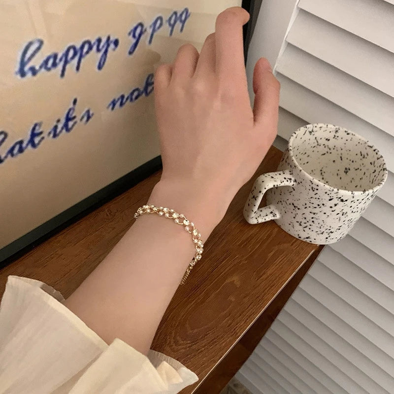 Korean Women's Elegant Rhinestone Bracelet New Fashion Exquisite Zircon Pearl Bracelet 2023 Fashion Leisure Party Jewelry Gifts