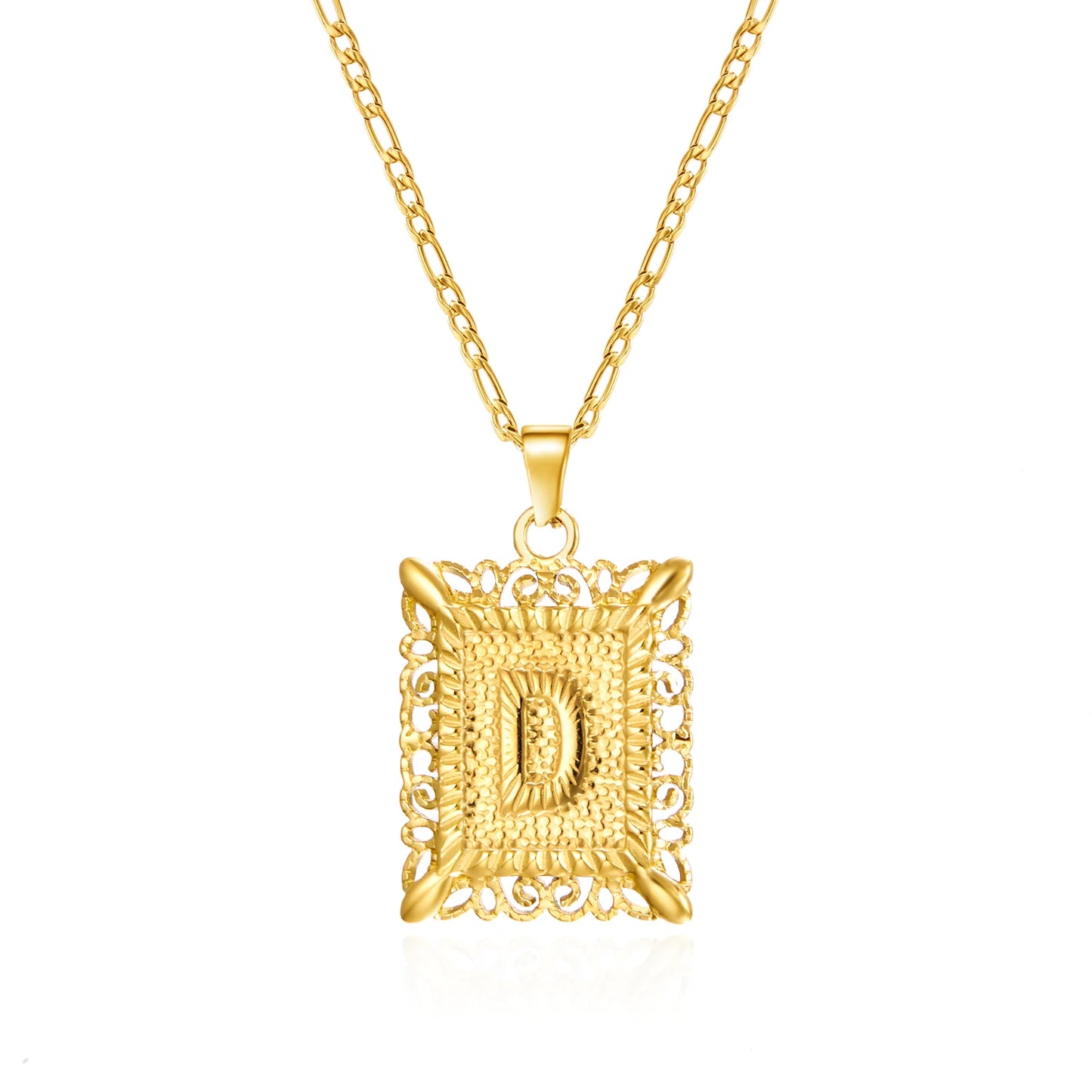 Stainless Steel Initial Letter Necklace For Women Men 2025 New Stylish Square Pendant Necklace Birthday Party Jewelry Gifts