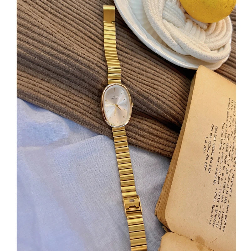 Elegant Oval Women's Watches Luxury Brand Alloy Band Dress Ladies Quartz Wristwatch Fashion Classical Woman Watch Female Clock