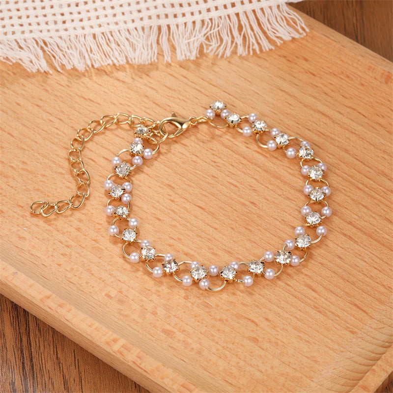 Korean Women's Elegant Rhinestone Bracelet New Fashion Exquisite Zircon Pearl Bracelet 2023 Fashion Leisure Party Jewelry Gifts
